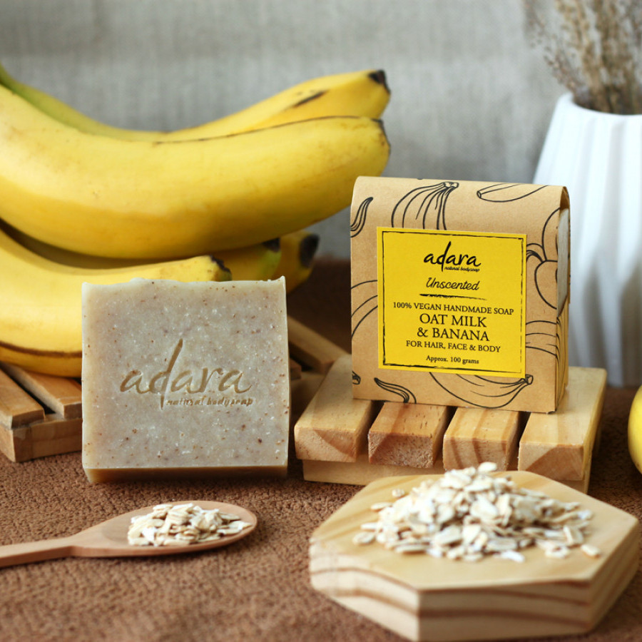 Adara Organic Handmade Oat Milk & Banana Soap - Unscented