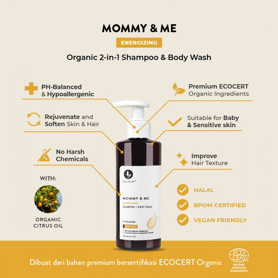 Eucalie Mommy & Me Energizing Organic Shampoo + Body Wash