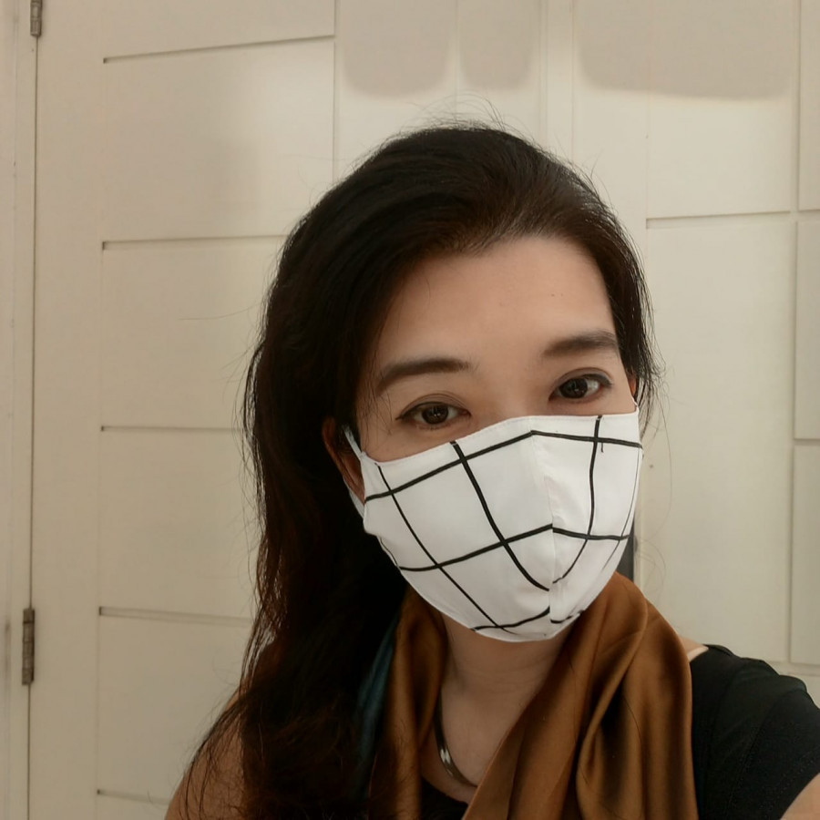 Masker Kain  3D Polos  Mangkok Monochrom  Custom Set isi 4 Gesyal. Pola nyaman dipakai