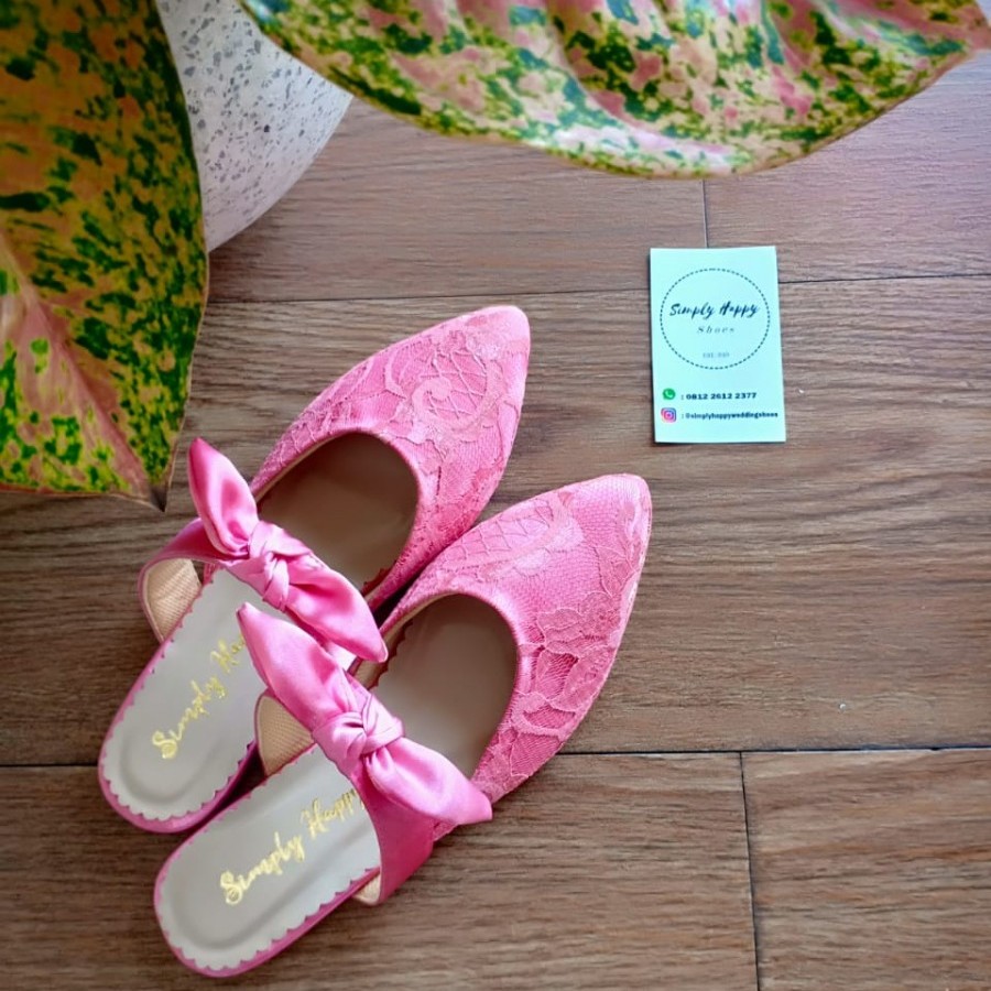 Flat Shoes Pink Brokat
