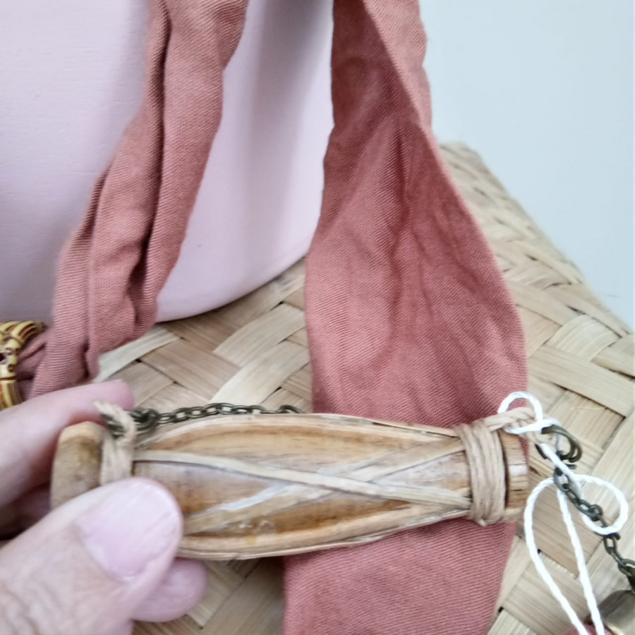 Kalung Batik Handmade Unik Bandul Gamelan Kendang Kayu GESYAL Coklat