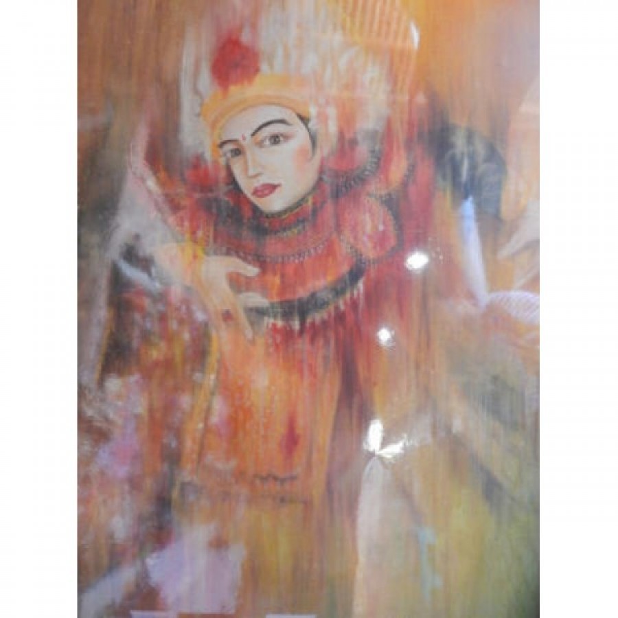 Lukisan tradisional motif topeng bali 100092