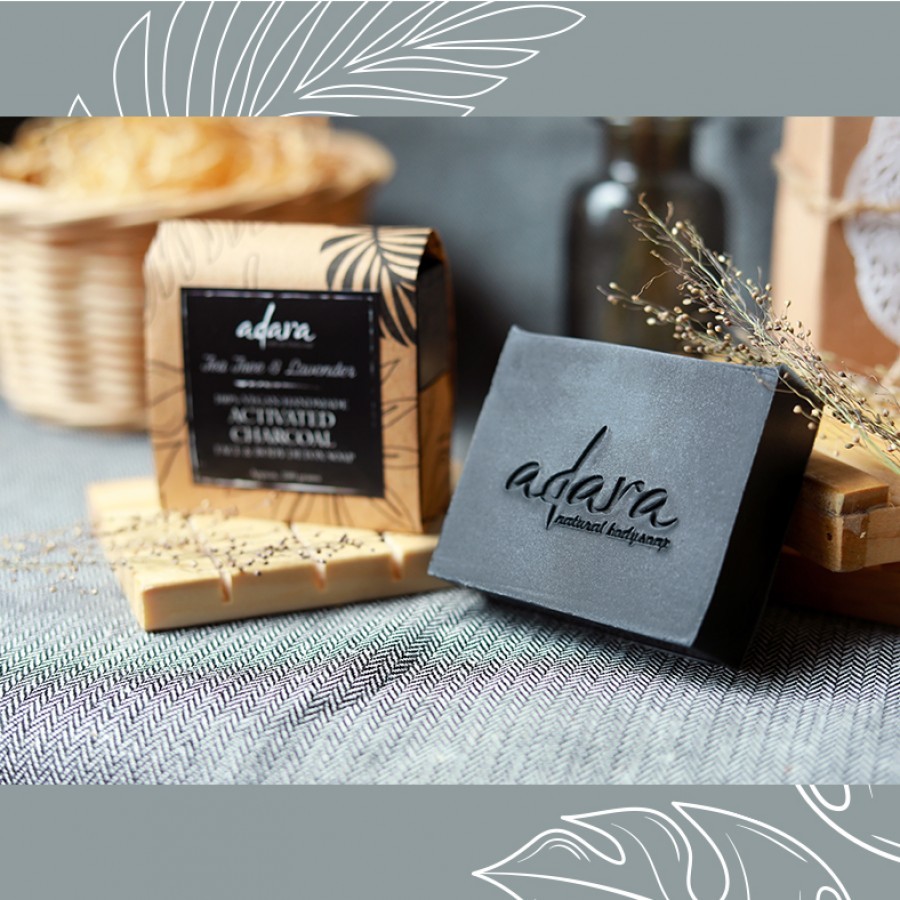 Adara Organic Handmade Activated Charcoal Soap - Tea Tree & Lavender