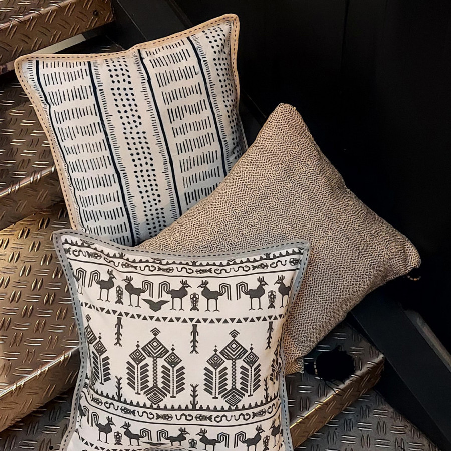 Cushion Cover Sumba Stitched - Gray