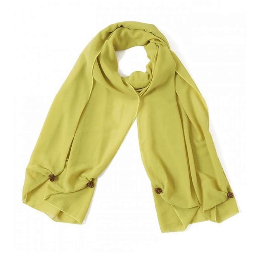 GESYAL Syal scarf Sifon polos Lime kuning Bahan minim setrika tidak mudah kusut