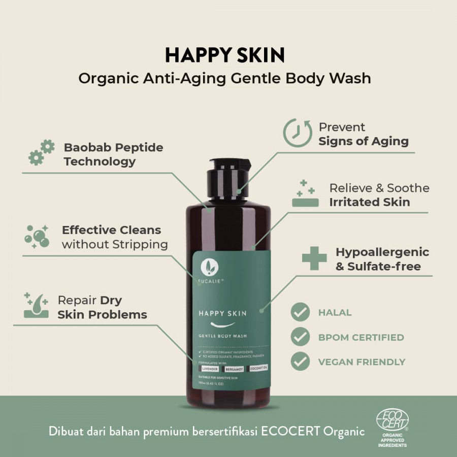 Eucalie Organic Gentle Body Wash - Happy Skin (Travel Size)
