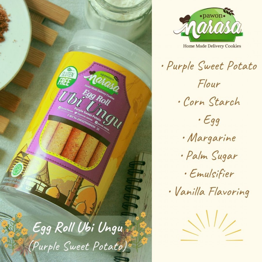 Snack Gluten Free Egg Roll UBI UNGU - Toples - Pawon Narasa