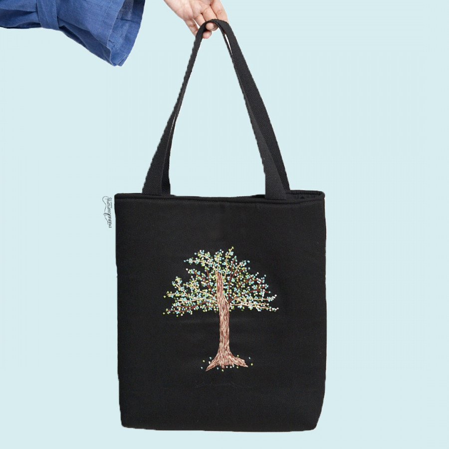 Embroidery Totebag- Spring Collection (Tropical Tree-Hijau)