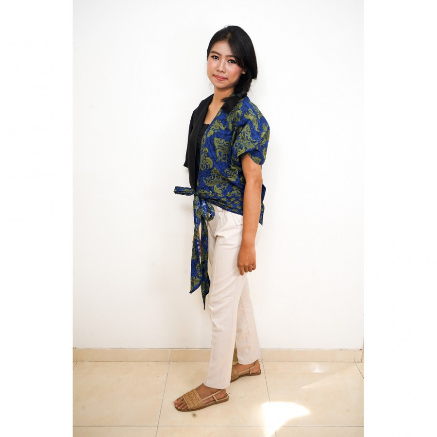 GESYAL Wanita Celana/Atasan Batik Variasi Bawah 2 in 1 Biru