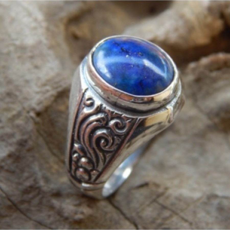 Cincin Perak Batu Lapiz Lazuli 37603