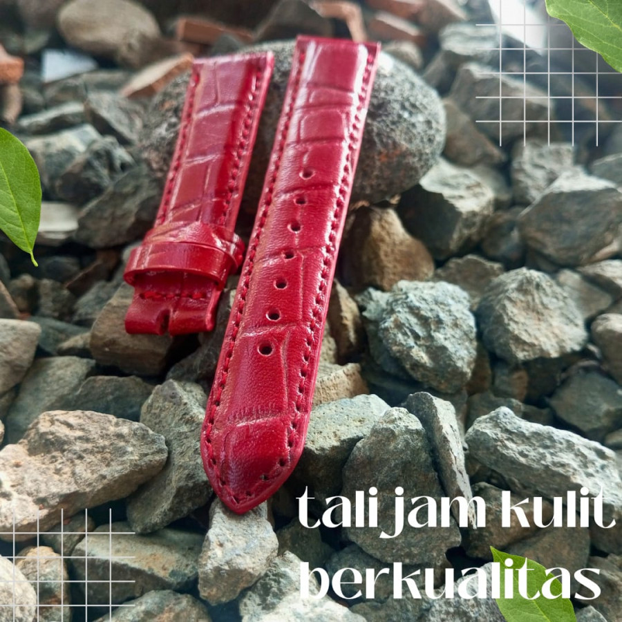 Strap Tali Jam Tangan Kulit Asli Sapi Motif Warna Merah- Nyaman dan Tahan Lama - Garansi 1 Tahun