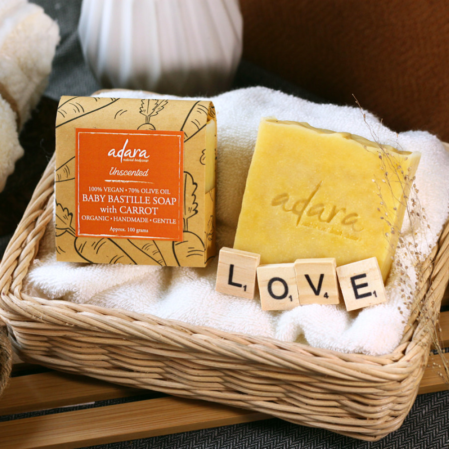 Adara Organic Handmade Baby Bastille Soap with Carrot - Unscented