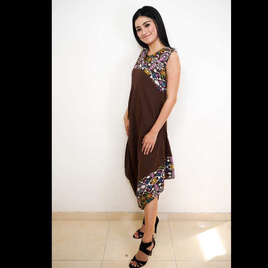 GESYAL Dress  Maxi Dress Dress Tanpa Lengan Dress Kondangan Dress Midi Batik Wanita Dress Linen