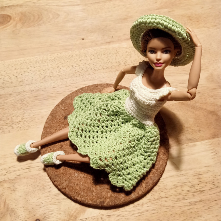 Barbie Dress Rajut - Melon