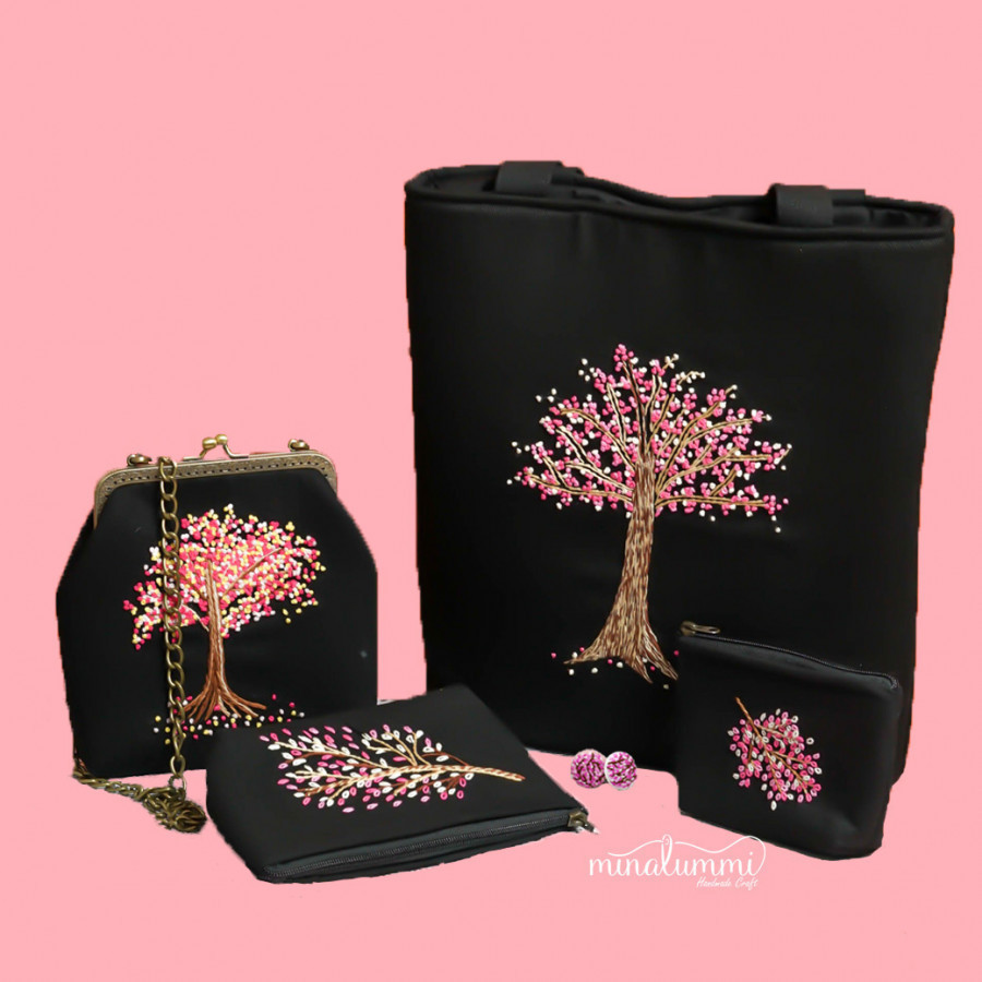 Embroidery Totebag- Spring Collection (Sakura Tree-Pink)