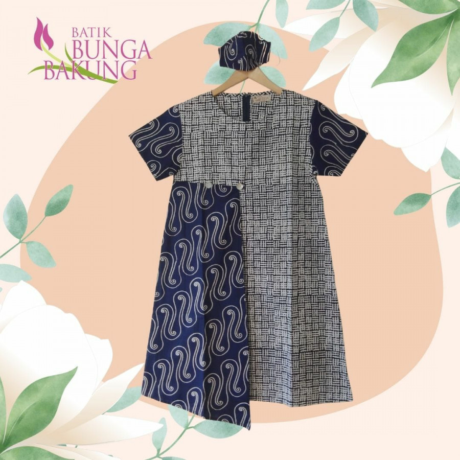 Dress Batik Layer Navy