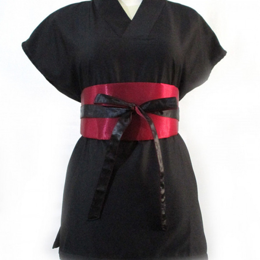 Koinobori Reversible Red / Black Obi Belt Ikat PInggang Wanita