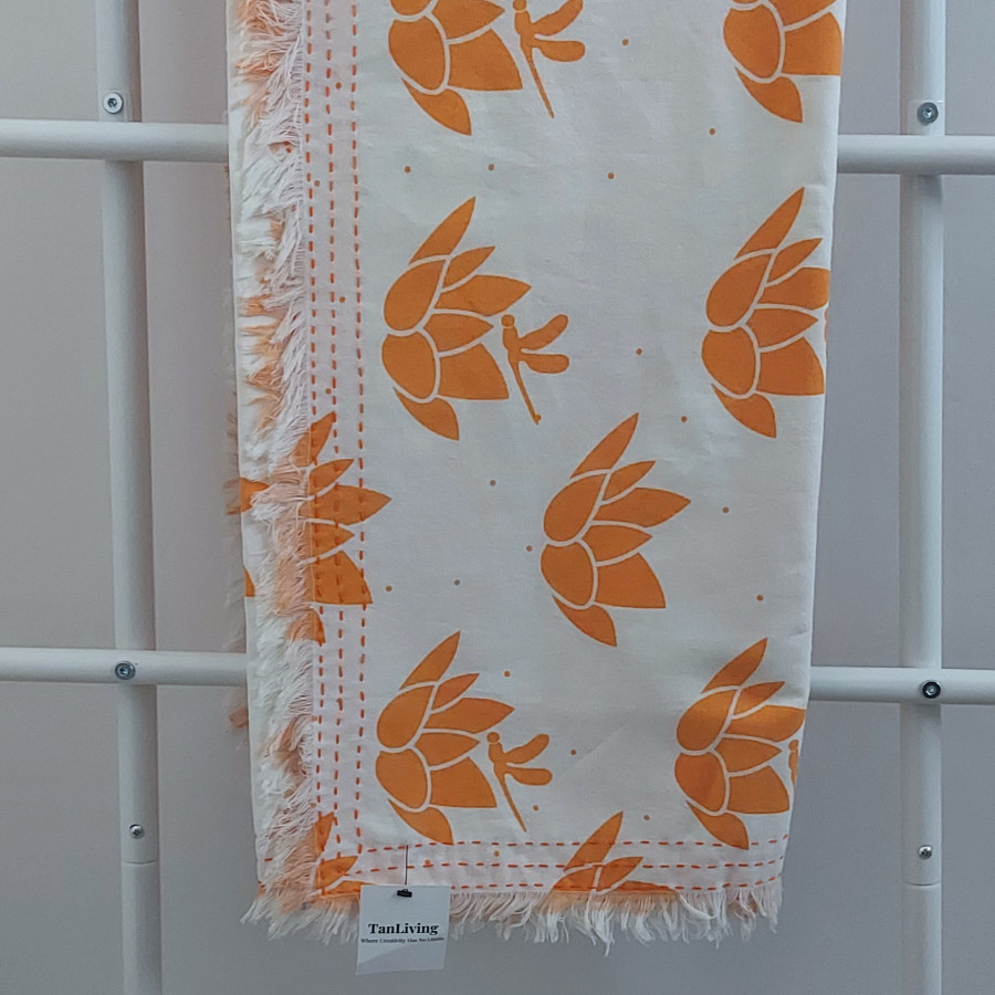 Tablecloth Cotton Lotus Orange / Taplak Meja