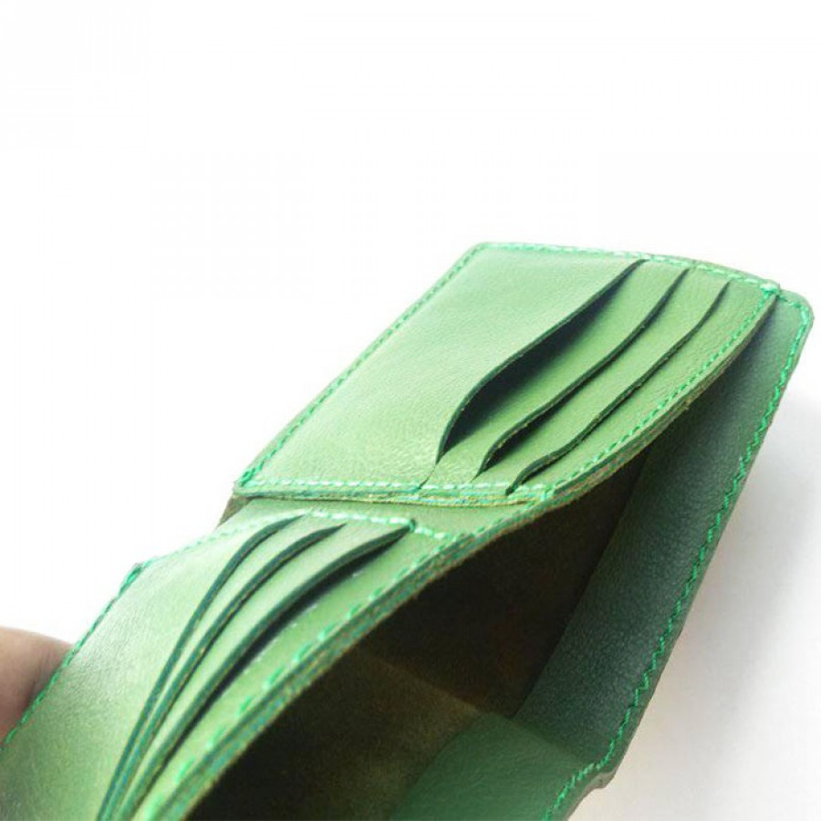 dompet pria kulit asli sapi handmade warna hijau plus nama- dompet kulit asli pria