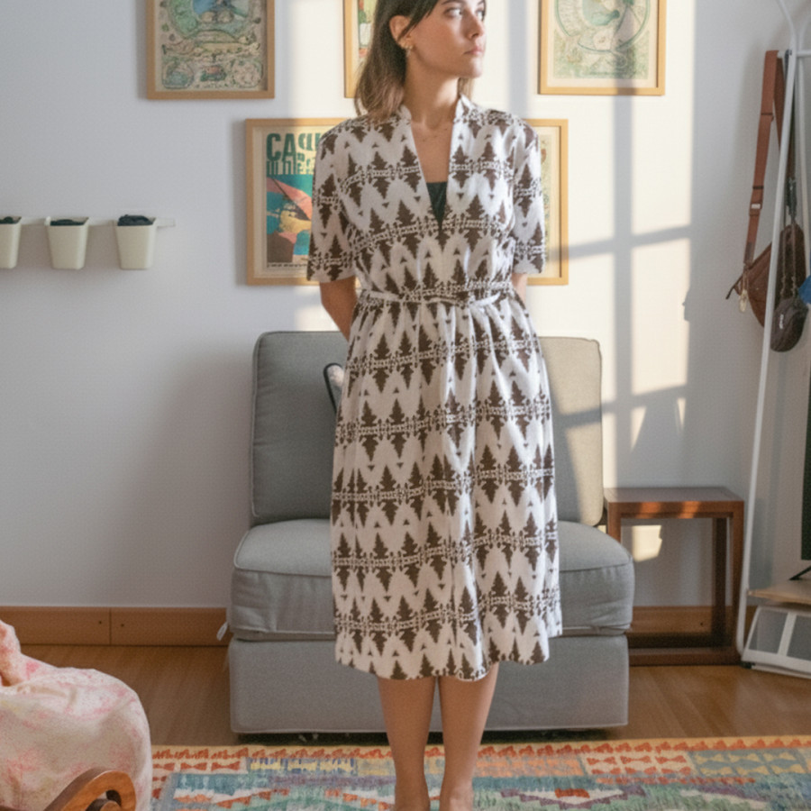 Dress Sanctum V Neck - Cokelat Tua