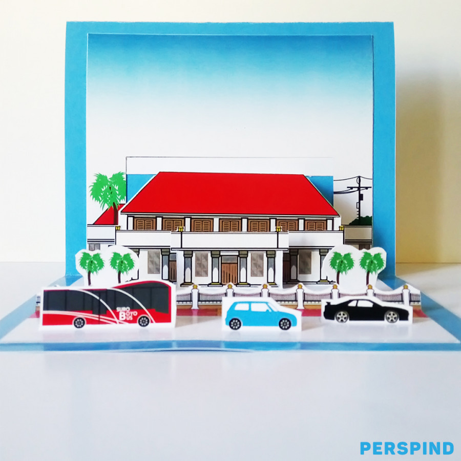 Pop Up 3D Postcard Gedung Negara Grahadi Surabaya