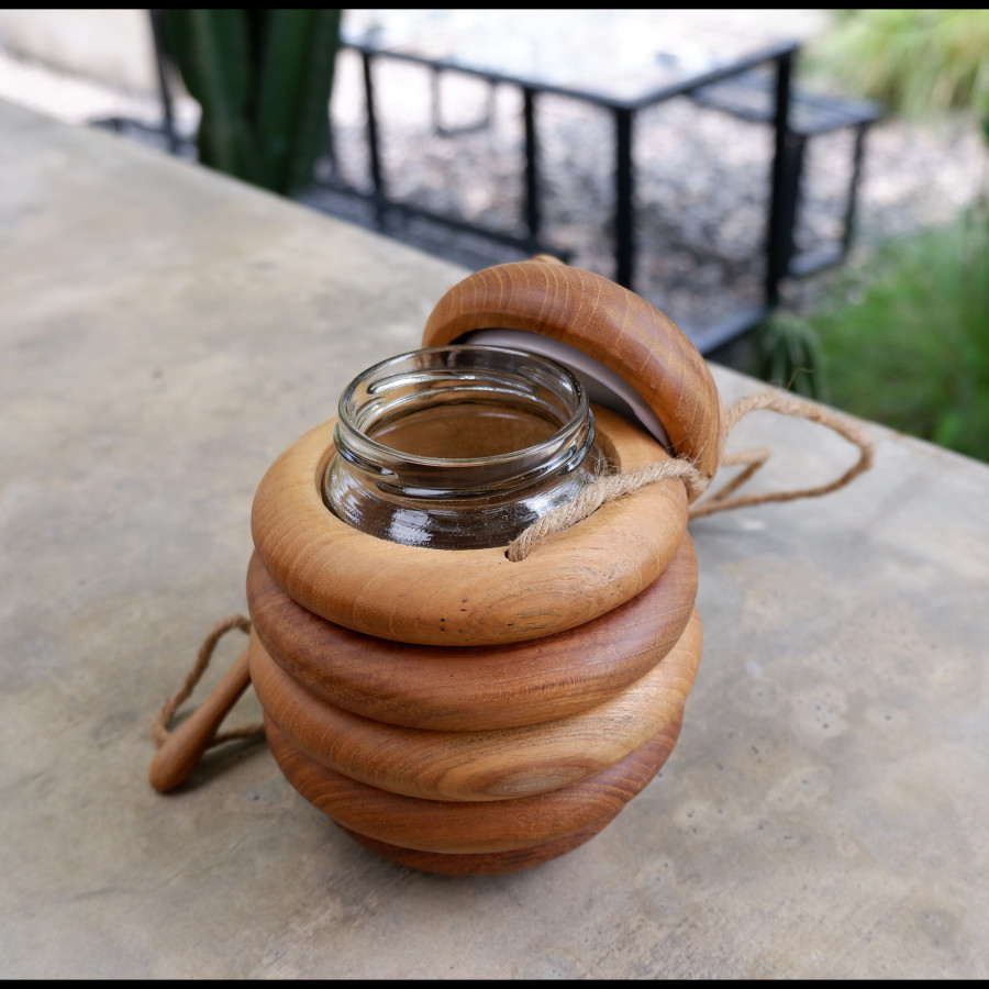 Wooden Honey Jar