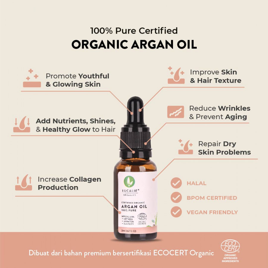 Eucalie ARGAN Oil Certified Organic Anti Aging Serum