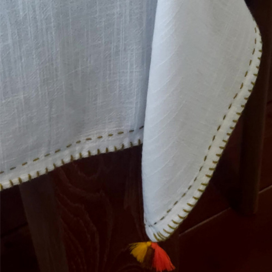 Tableclotch Slub Green Stitch Yamazaki - White