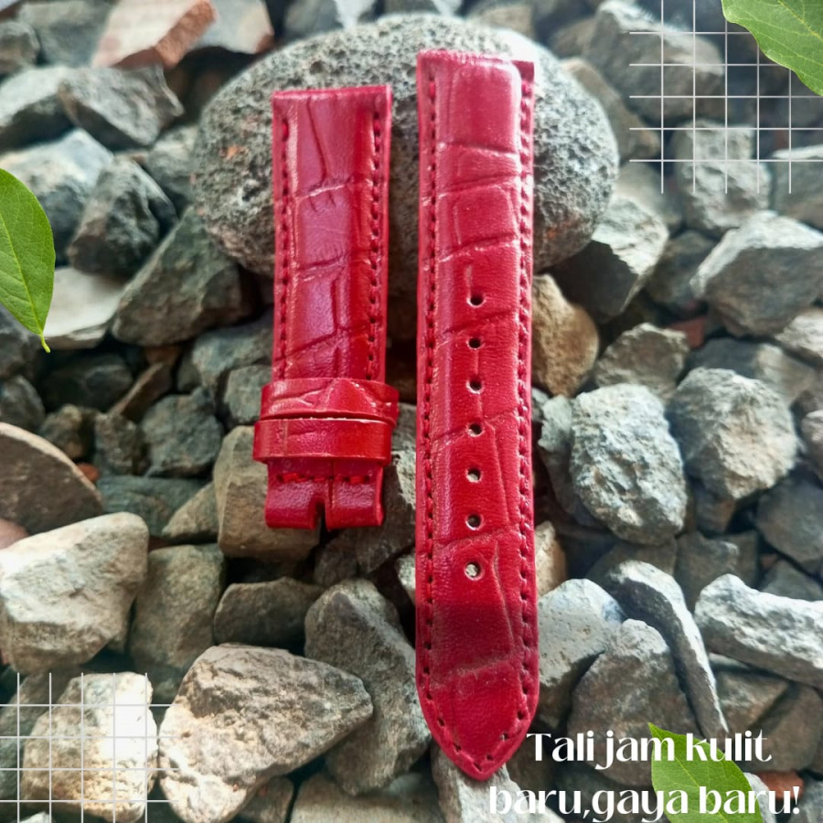 Strap Tali Jam Tangan Kulit Asli Sapi Motif Warna Merah- Nyaman dan Tahan Lama - Garansi 1 Tahun