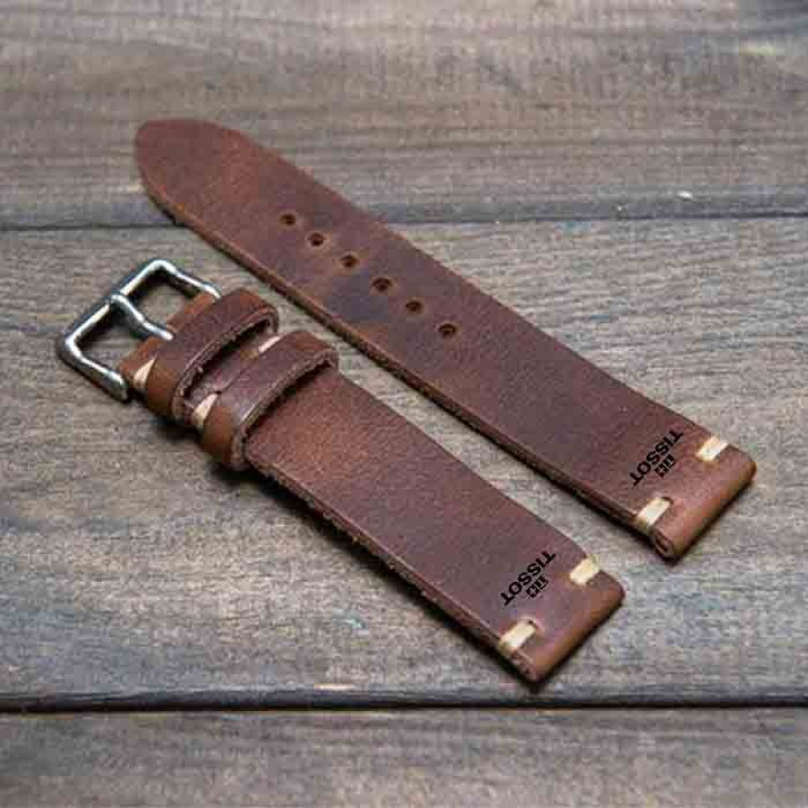 Tali Jam Kulit Asli Logo Tissot Garansi 1 Tahun - Leather Strap
