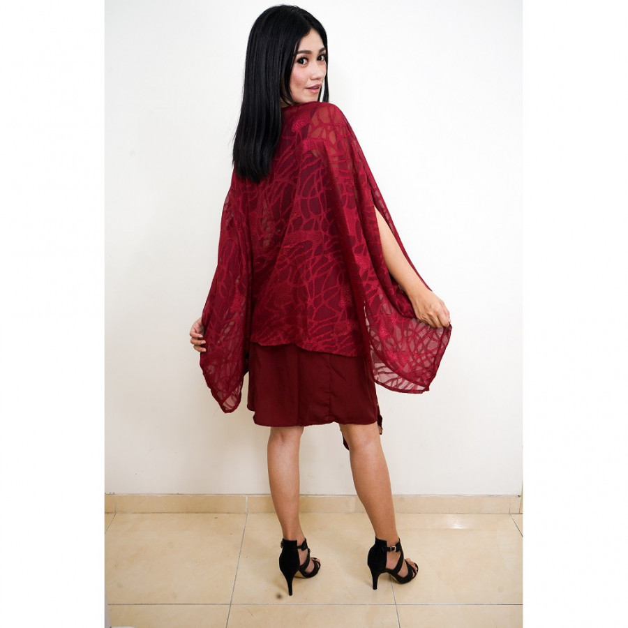GESYAL Setelan Batik Wanita Dress Batik Modern Dress Pesta Baju Kondangan Terusan Dress Midi Pesta