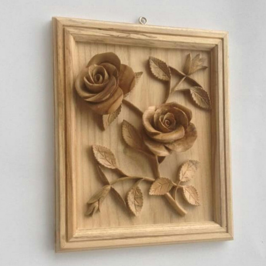 Hiasan dinding panel motif bunga mawar