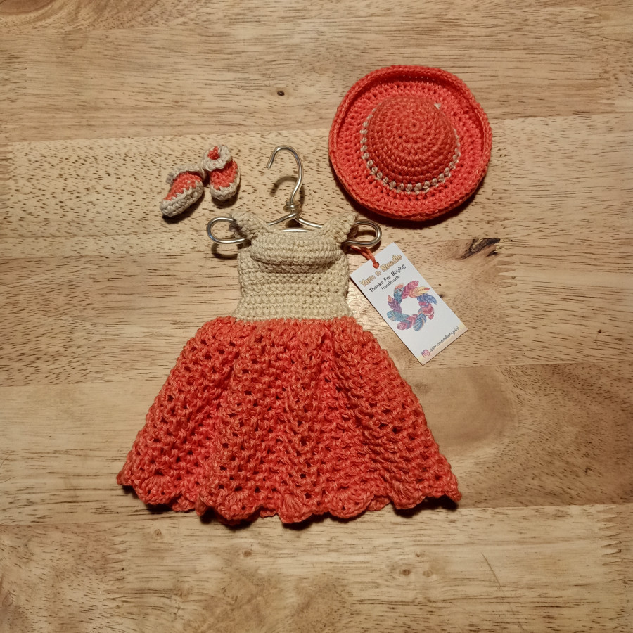 Barbie Dress Rajut - Coral Red