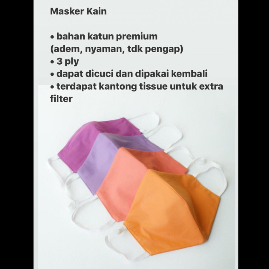 3 PCS Masker Kain 3 PLY Premium Quality (isi 3 pcs)