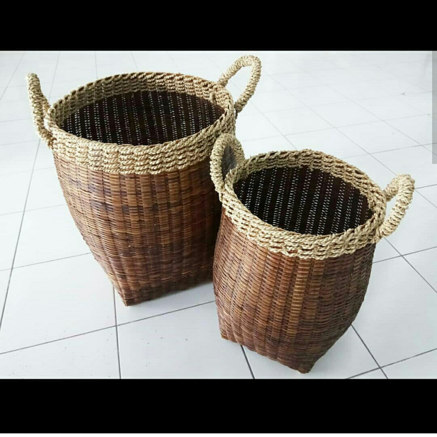 keranjang bambu (1 set isi 2 pcs)