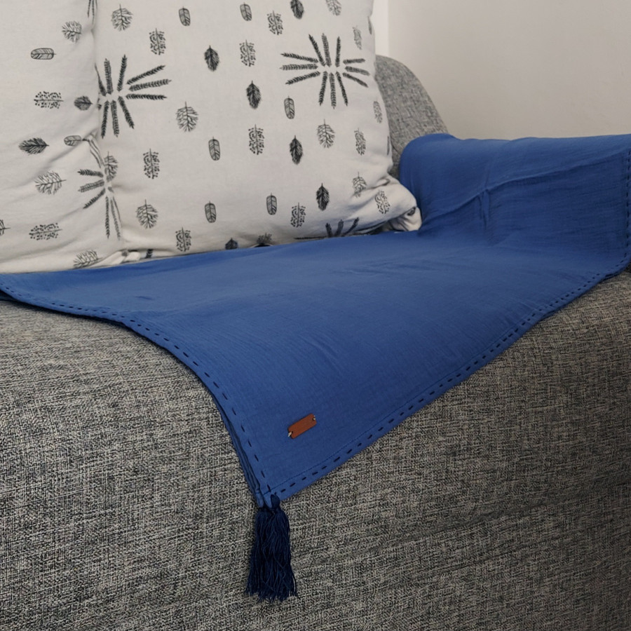 Throw Blanket Natural Blue / Selimut Sofa