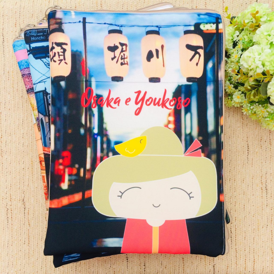 Laptop Bag - Cover Handmade Printing Kokeshi Series Natsu