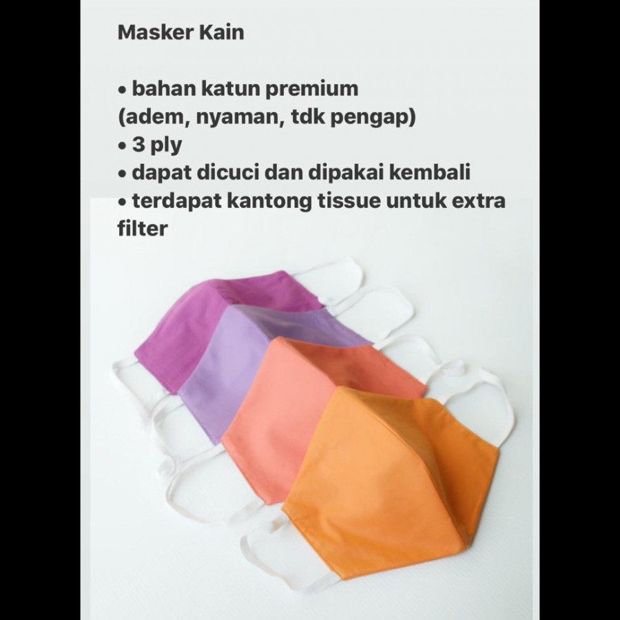 1 LUSIN Masker Kain 3 PLY Premium Quality (isi 12 pcs)
