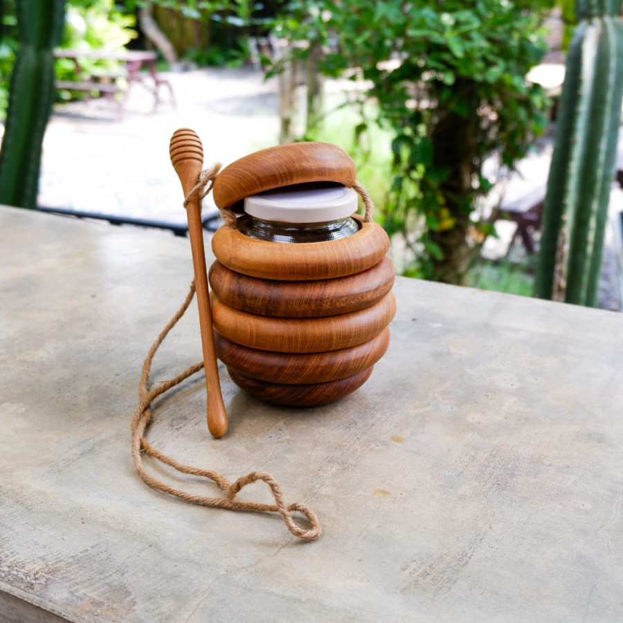 Wooden Honey Jar