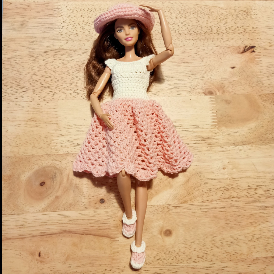 Barbie Dress Rajut - Light Coral