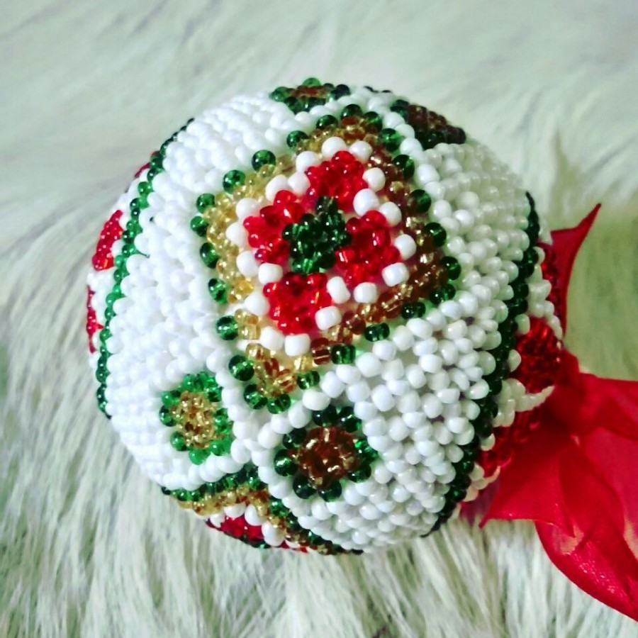 Handstitched-beaded ornaments