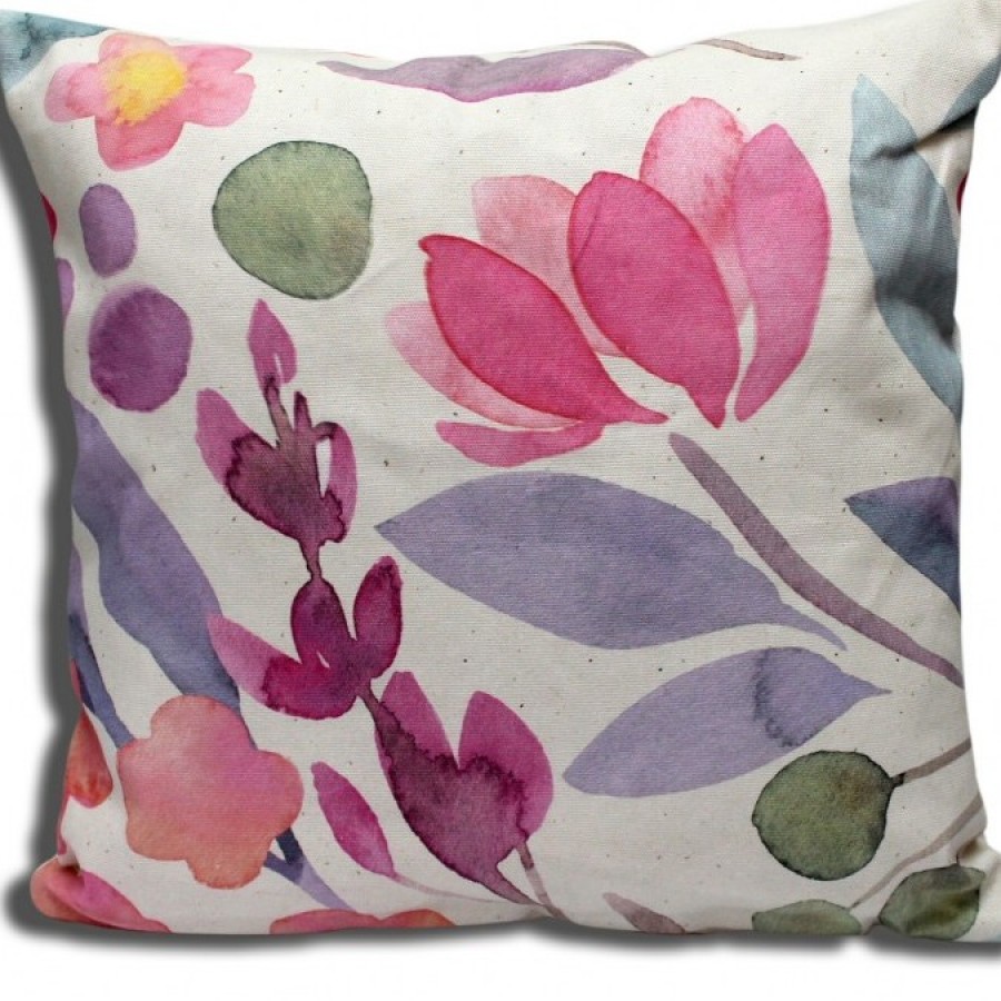 Cotton Canvas Cushion Cover Bunga Lavatera 02