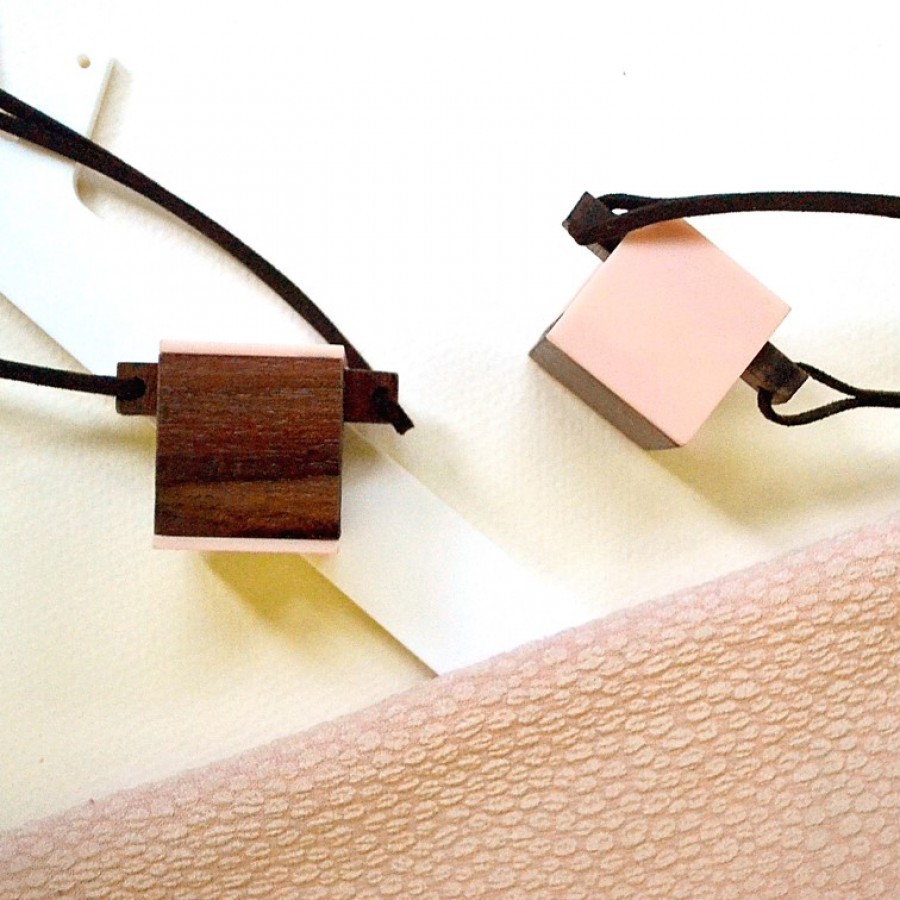 Cube Wooden Necklace (I)