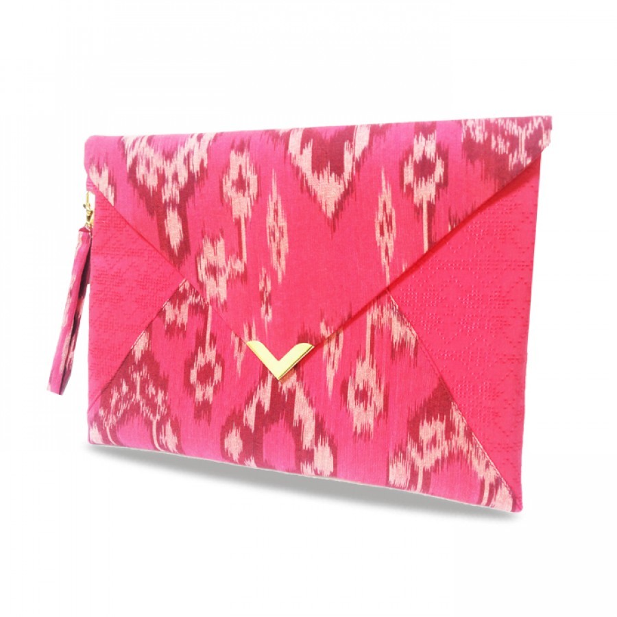 Maqutas Clutch Tenun Rainbow Fall Pink - Ku Ka