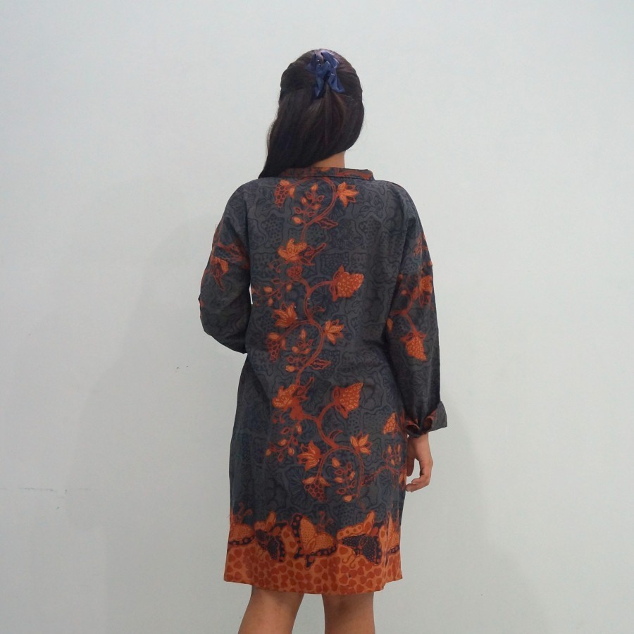 Shirt Dress Batik Abu-Abu All Size Gelintang