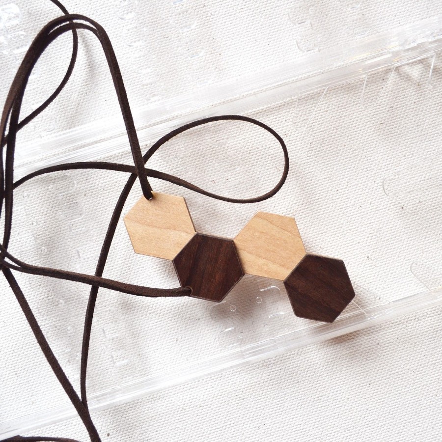 Hexagon Wooden Necklace (IV)