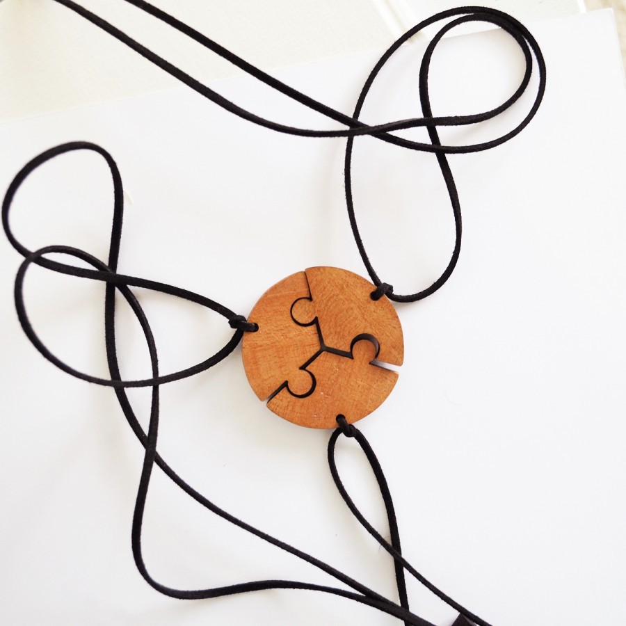 Puzzle Wooden Necklace (3 in 1)