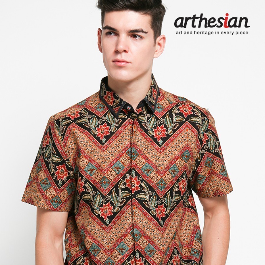 [Arthesian] Kemeja Batik Pria - Daun Zig Zag Batik Printing