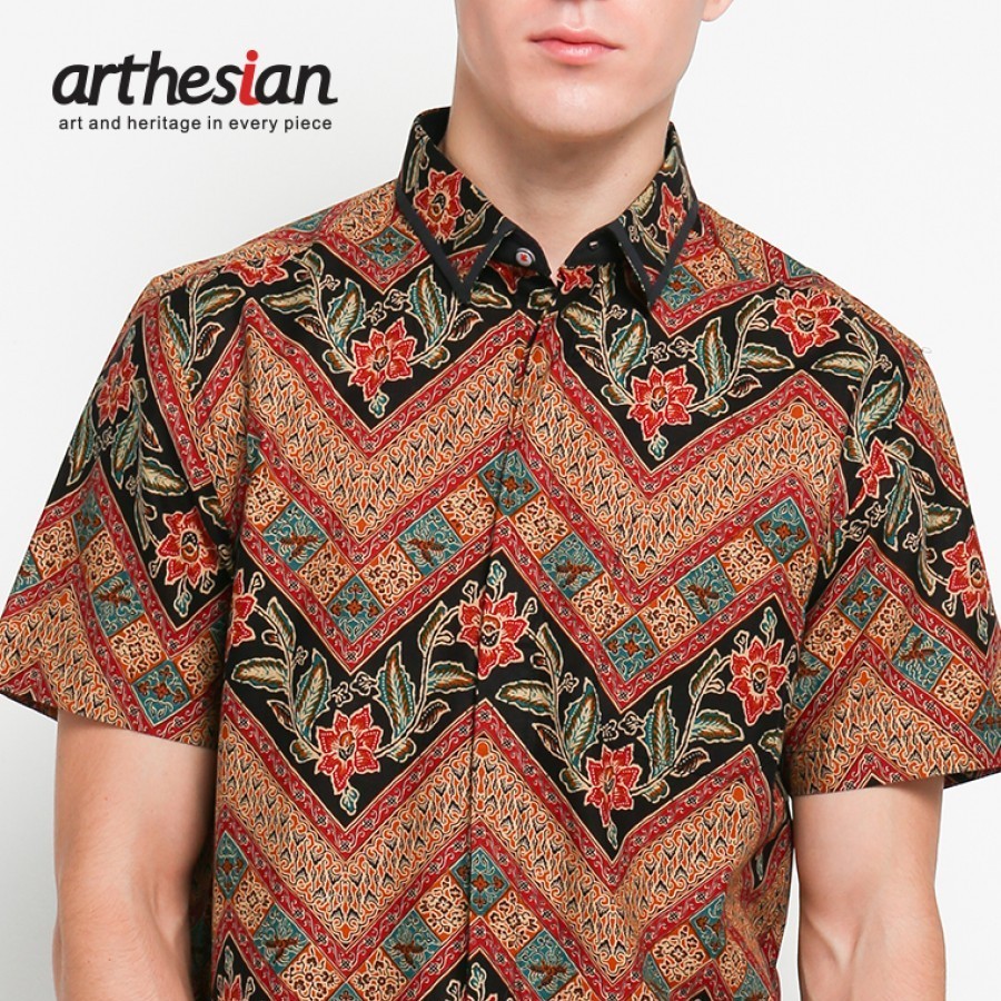 [Arthesian] Kemeja Batik Pria - Daun Zig Zag Batik Printing