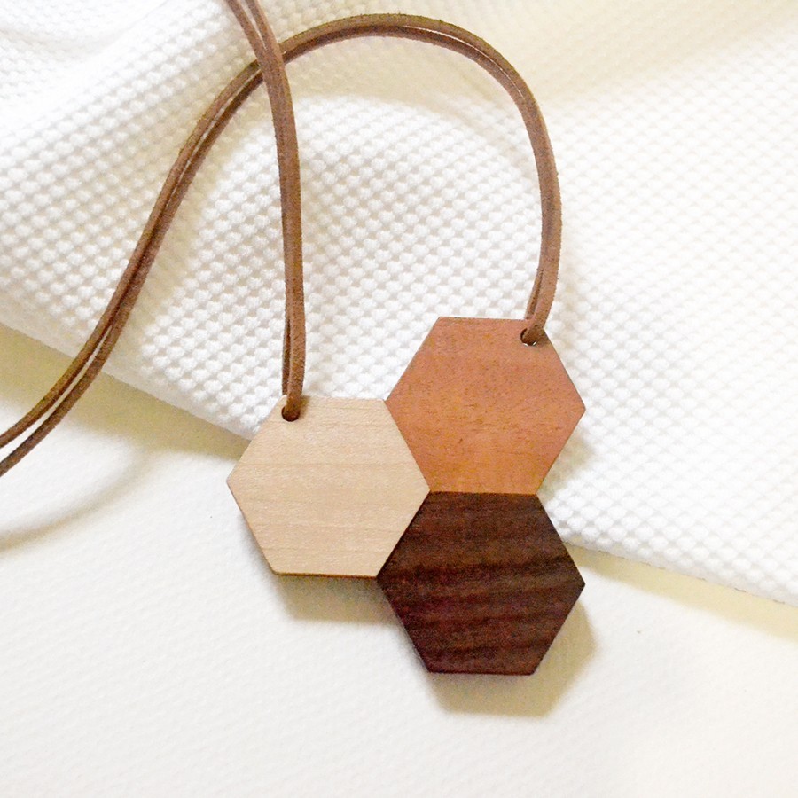 Hexagon Wooden Necklace (I)